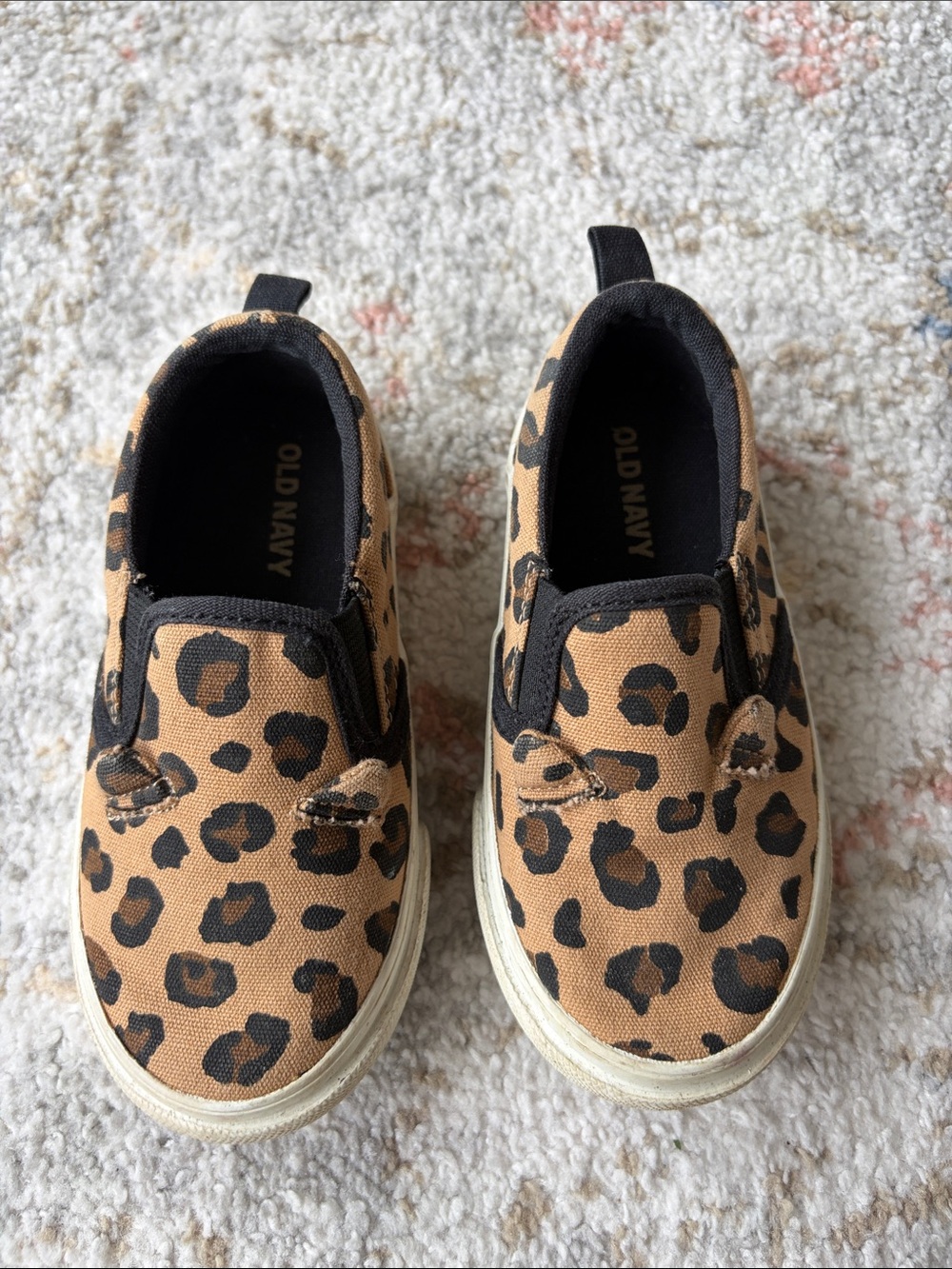 Old Navy baby/toddler size 6 Leopard Print Slip-On Sneakers - Tan and Black